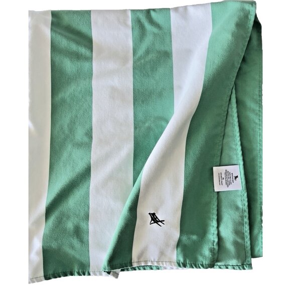 Dock & Bay Quick Dry Towel Green White & Stripe Beach 100% Recycled 63"L x 35"W - Picture 3 of 7